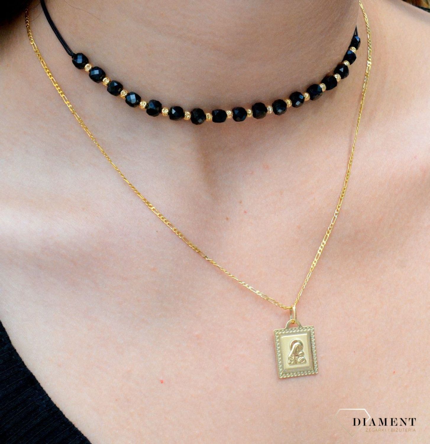 Złota zawieszka 333 medalik droga grecka Matka Boska Częstochowska ZA 3785 333. Medalik męski duży. ako prezent i upamiętnienie takich chwil jak Pierwsza Komunia, Chrzest czy Bierzmowanie..jpg